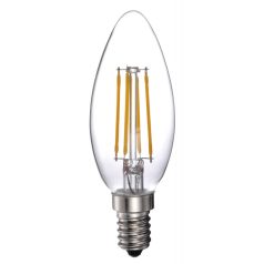   LED gyertya égő Filament 4W E14 MelegFehér/2700 K, 430 lumen átlátszó búra 2év garancia