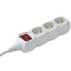 Elosztó 3-as 1,5m 3x1,5 mm2 vezetékkel kapcsolóval Fehér