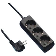 Elosztó 3-as 1,5m 3x1mm2 vezetékkel Fekete
