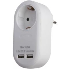 Elosztó 1es aljzat / 2x USB csatlakozóval