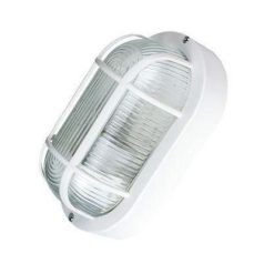   Hajólámpa üveg búrával / ovális műanyag rácsos 60W IP44 Fehér/Mv-light