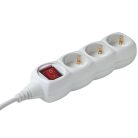 Elosztó 3-as 5m 3x1mm2 vezetékkel kapcsolóval Fehér