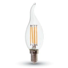   LED gyertya égő Filament 4W E14 KözépFehér/4000 K, 420-450 lumen átlátszó búra,hegyes 1 év garancia