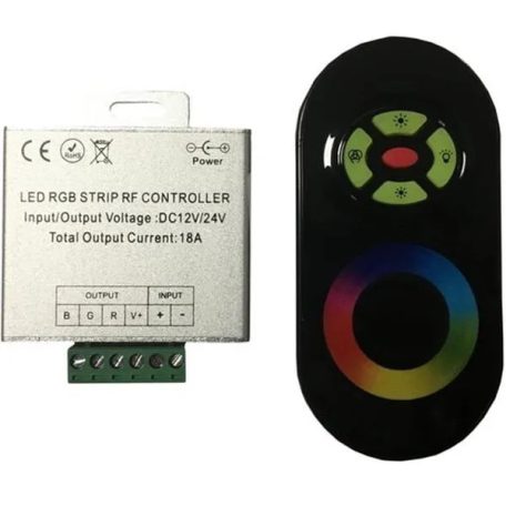 LED vezérlő távirányítóval RGB 216W rádiós érintős egyedi kódos fekete 2 év garancia