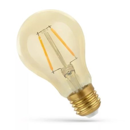 LED Filament körte 2W E27 300° MelegFehér arany búra 2400K, 240 lumen 2év garancia