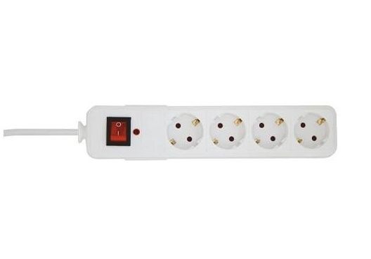 Elosztó 4-es 1,5m 3x1,5mm2 vezetékkel kapcsolóval Fehér / Túlfeszültség védett akciós termékkép 1