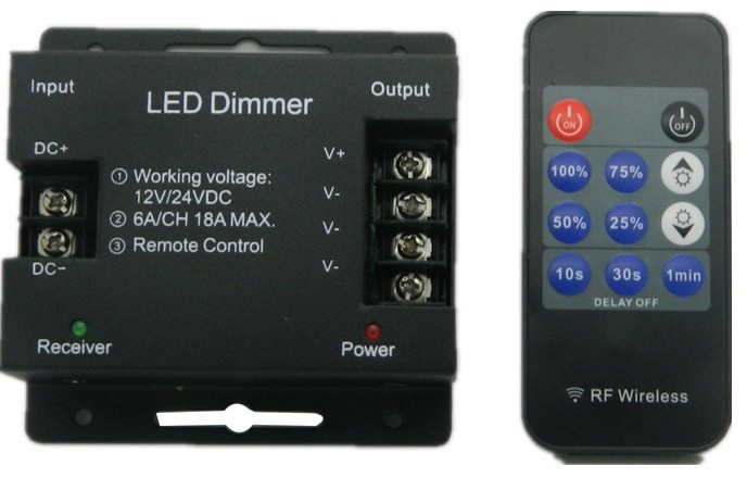  LED vezérlő dimmer fényerőszabályozó távirányítóval rádiós 72W 11 gombos 1 év garancia akciós termékkép 1